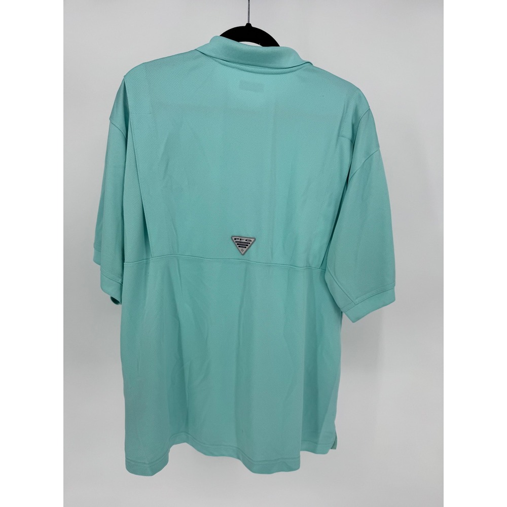 Columbia PFG Men's Aqua Blue Textured Polo Shirt XL/TG Fishing Outdoor - Picture 4 of 9